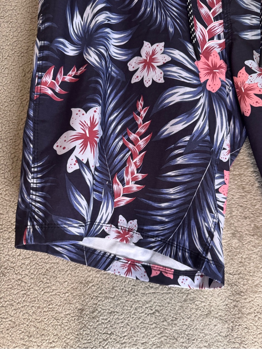 Hurley Men's Navy Floral Hybrid Shorts with Pink & White Accents - Picture 3 of 6